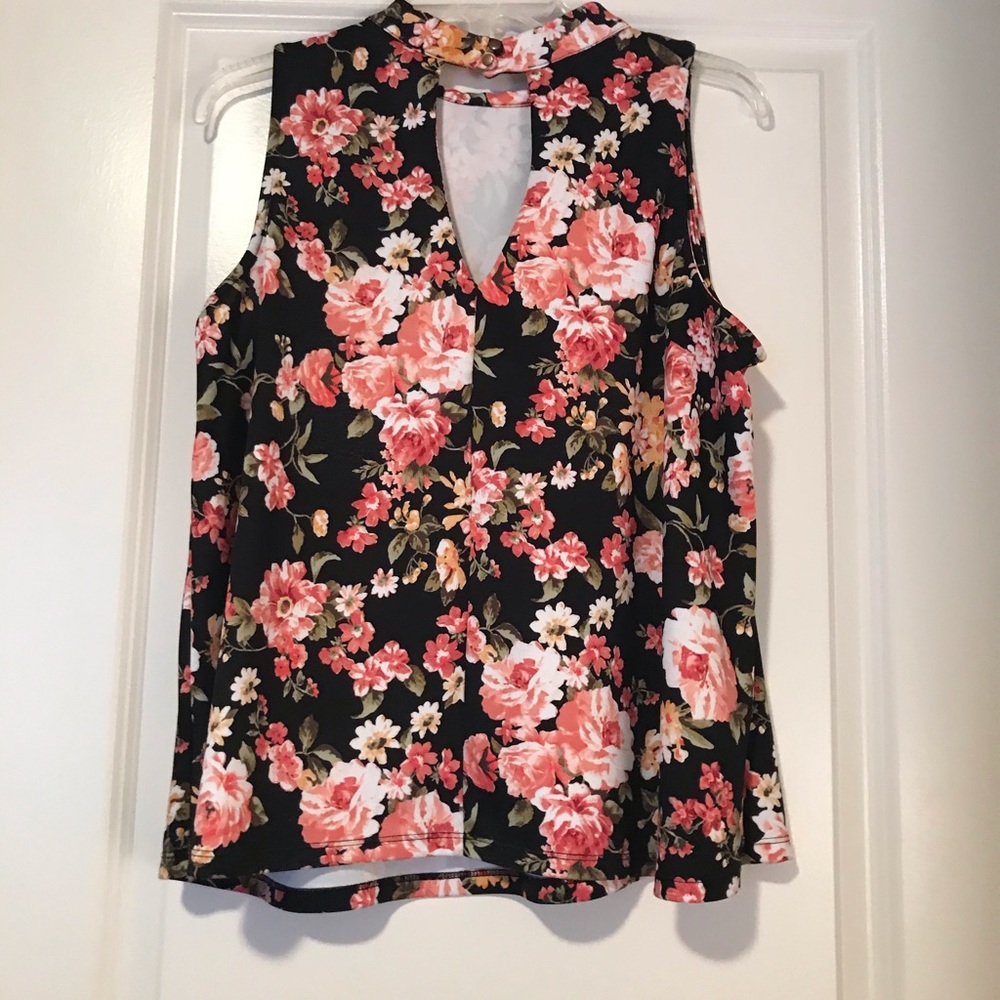 Floral high neck tank